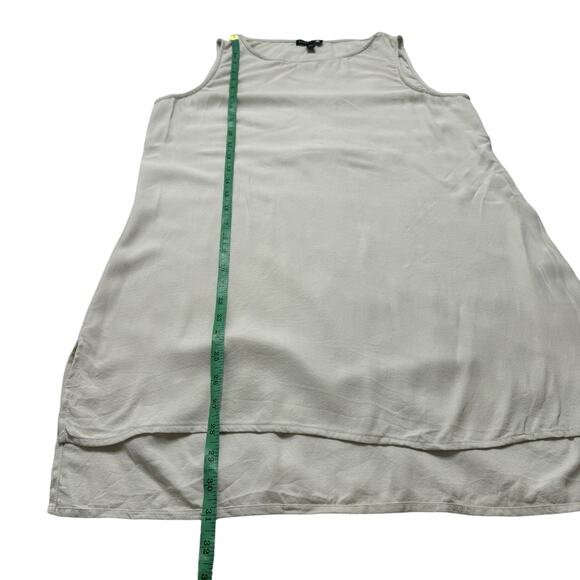 EILEEN FISHER System Silk Georgette Crepe Bateau Neck Shell Ivory Small #F5GC - Picture 8 of 8